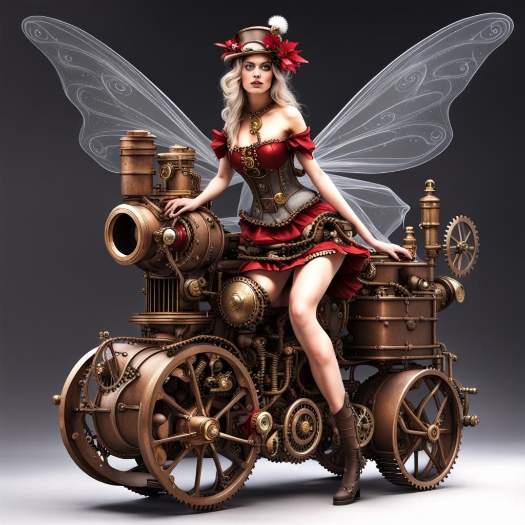 Steampunk Christmas Fairy with Clockwork Engine