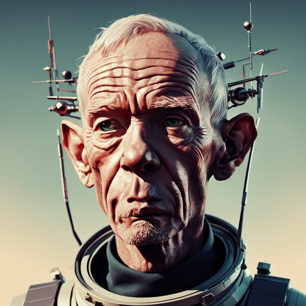 Retro Sci-Fi Martian Portrait in Low-Poly Art