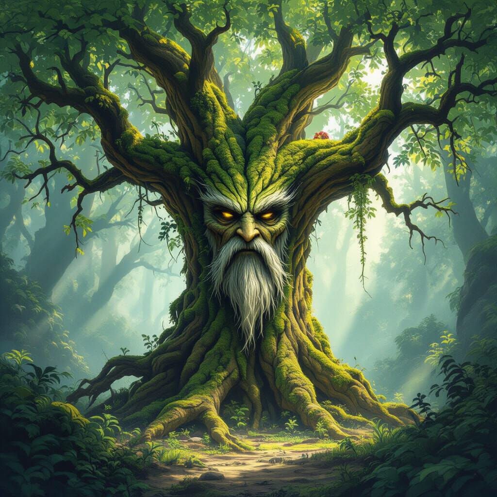 Guardian Treant of Hidden Glade: Hyperrealistic Fantasy Art