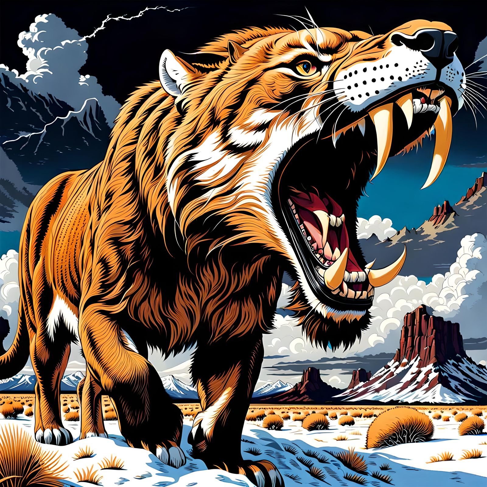 Prehistoric Mesoamerican Ice Age Sabertoothed Cat