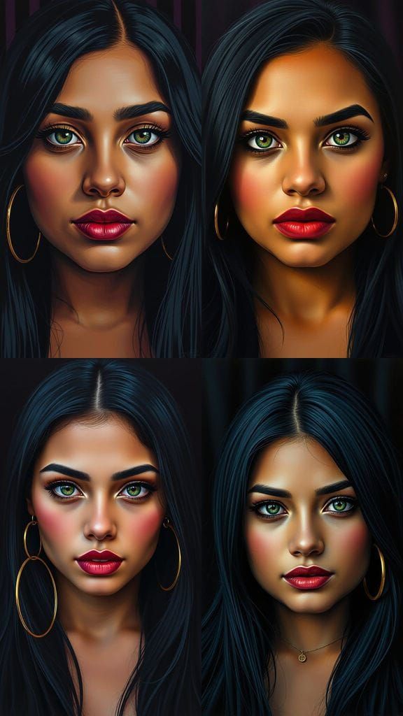 Elegant Polychromatic Portrait of Young Woman