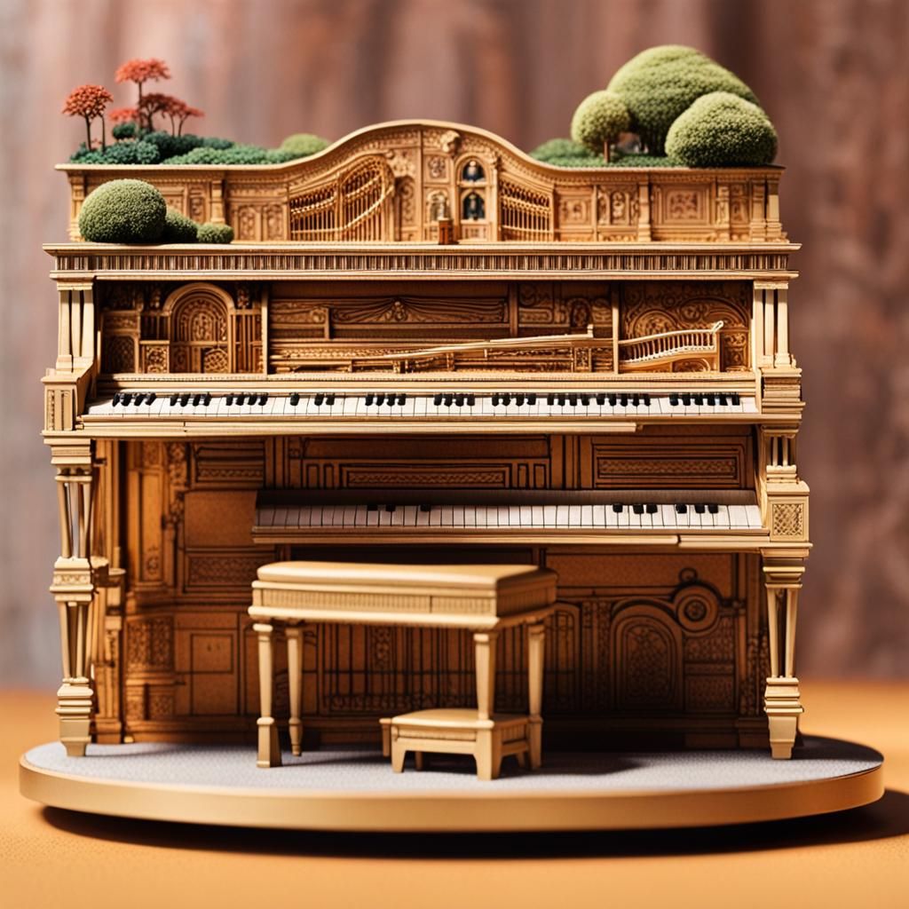 Miniature Piano Concert: Hyperdetailed 3D Wonderland