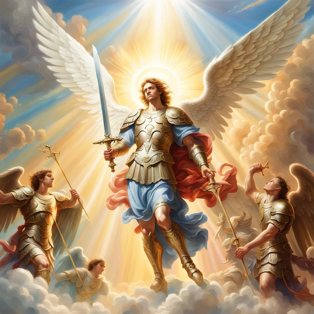 Archangel Michael Leads Heavenly Host in Hyperrealism