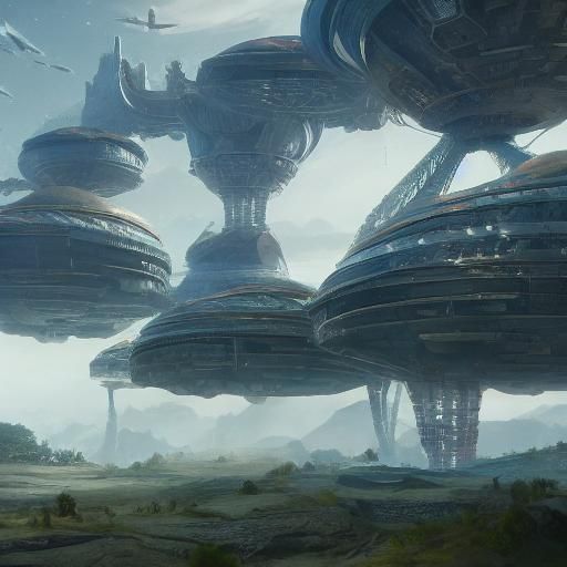 Futuristic Treehouse on Jupiter in Sci-Fi Style
