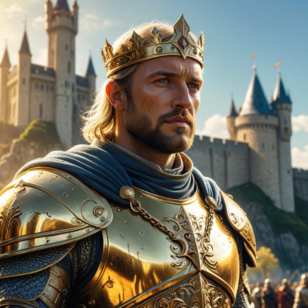 King Arthur in Golden Armor, Digital Comic Art