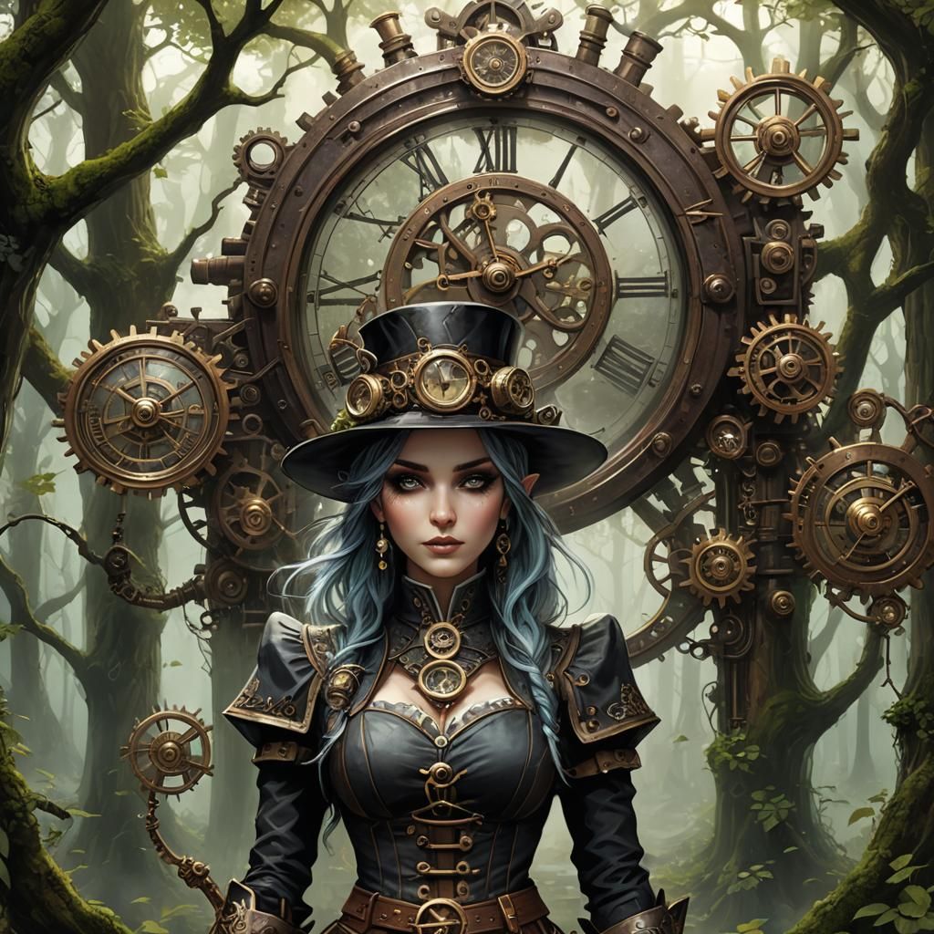 Steampunk Elves in Silvermist: A Realm of Gears and Magic