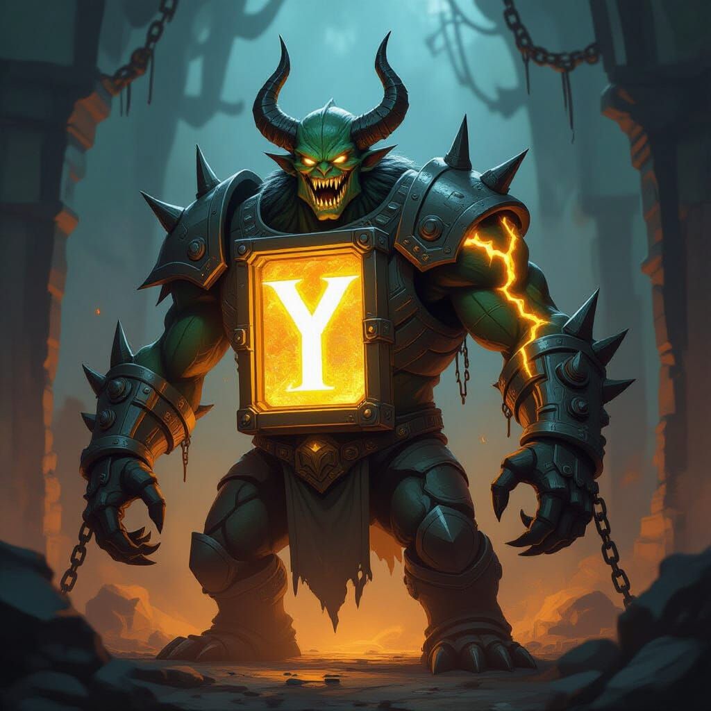 Monstrous ATM-Demon Hybrid with Golden Glow