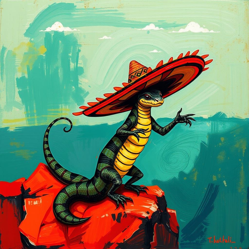 Rattlesnake Dances in Mexican Hat: Surrealist Scene