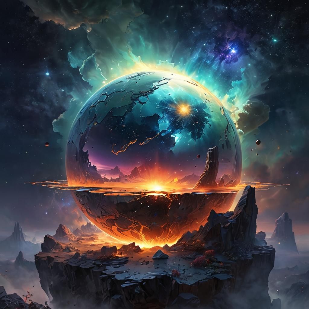 Broken Glass Planet with Molten Core