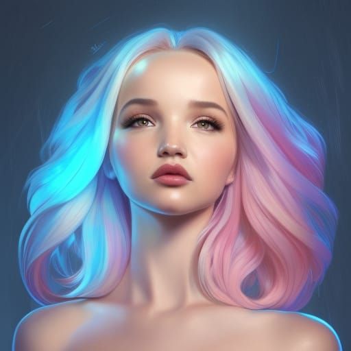 Dove Cameron Portrait in Hyperdetailed Digital Art Style
