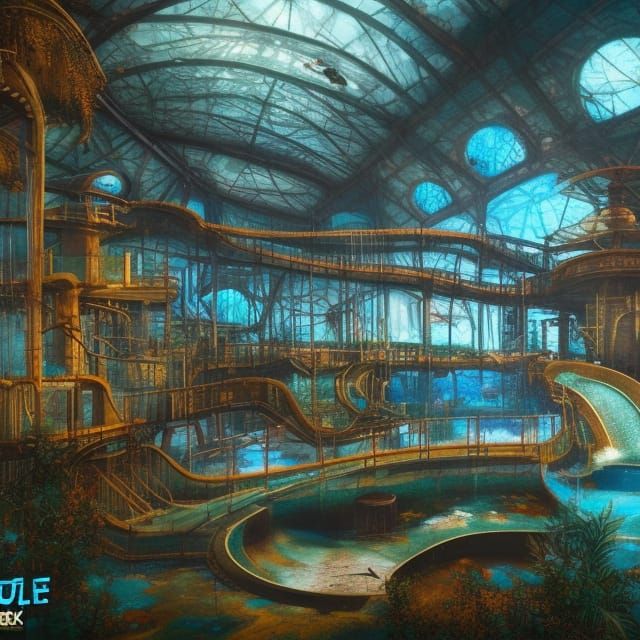 Haunted Abandoned Waterpark: Detailed Matte Painting