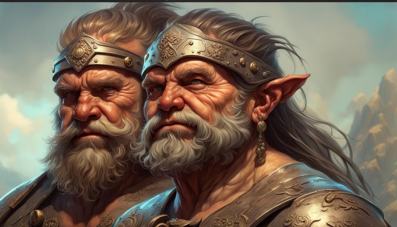 Warrior Dwarf Couple Portrait in Fantasy Art Style
