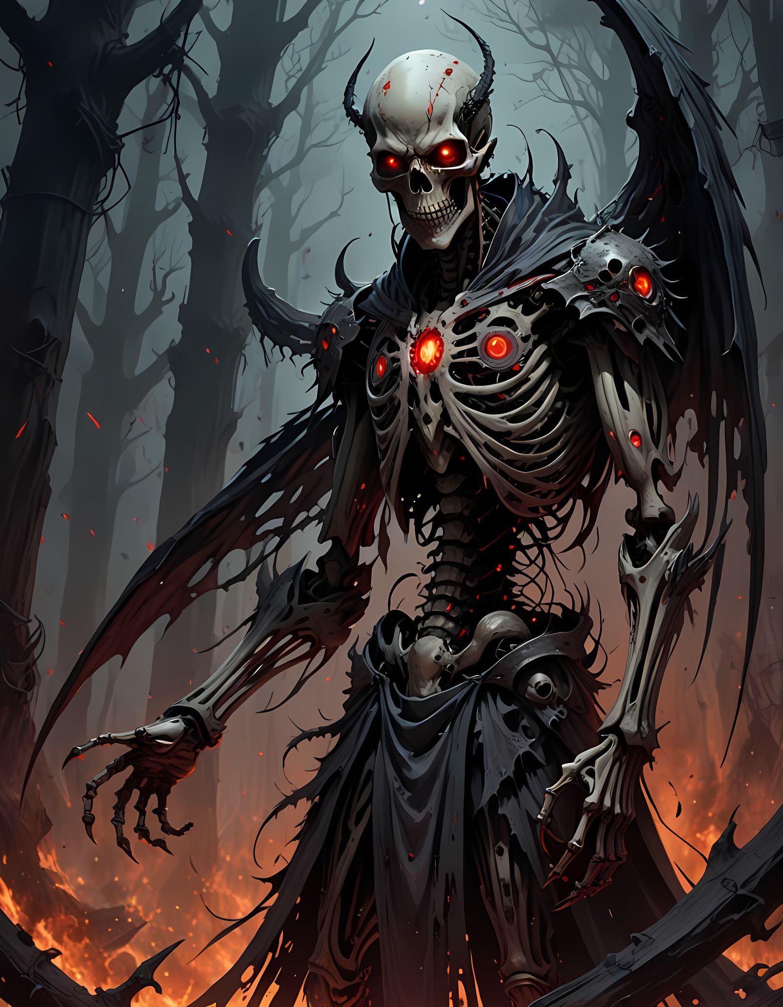 Undead Anime Avatar with Skeletal Wings