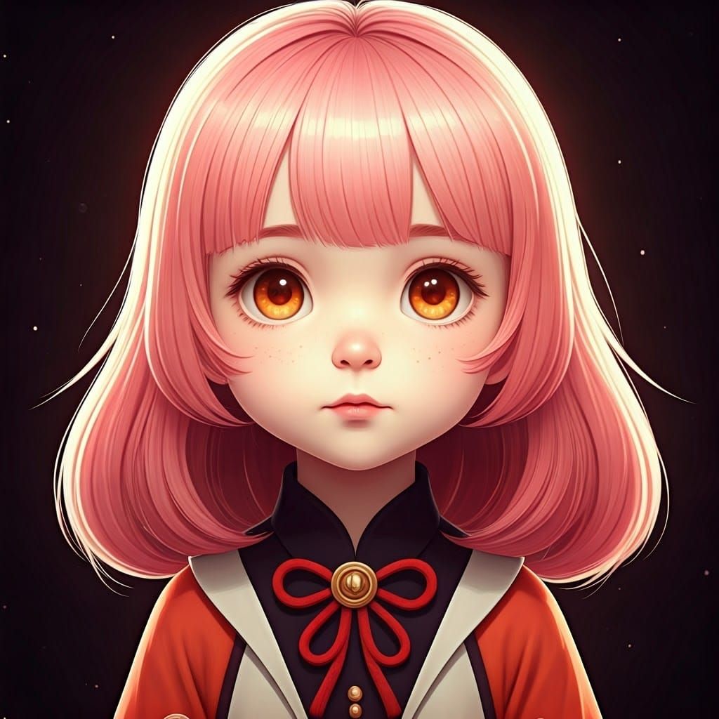 Anime Girl with Pink Hair, Digital 3D Art