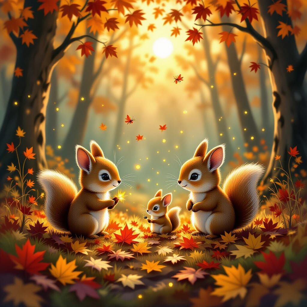 Enchanted Forest Dwellers in Autumn Glow