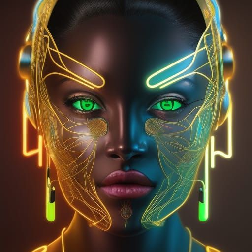 Neon Lightning Portrait with Electric Details