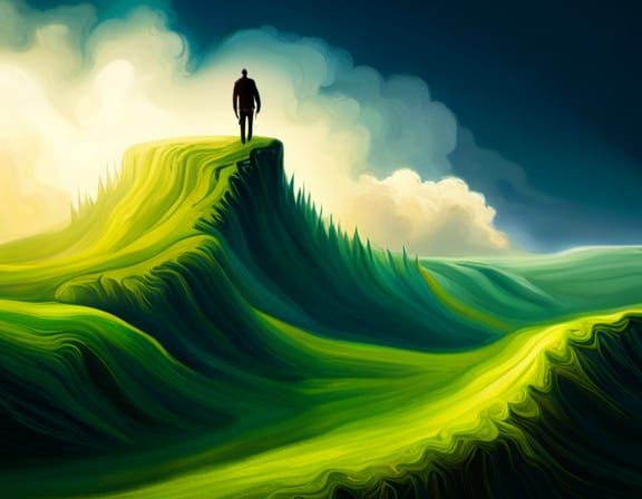 Surreal Escape to Heaven in a Fantasy Landscape