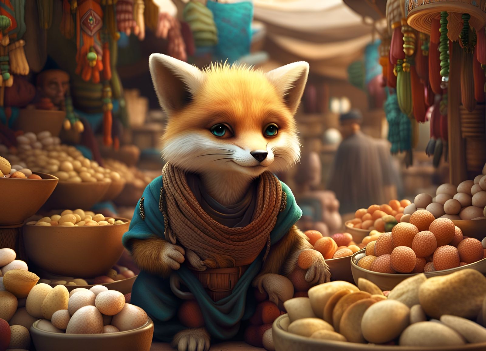 Chibi Desert Fox in North African Market