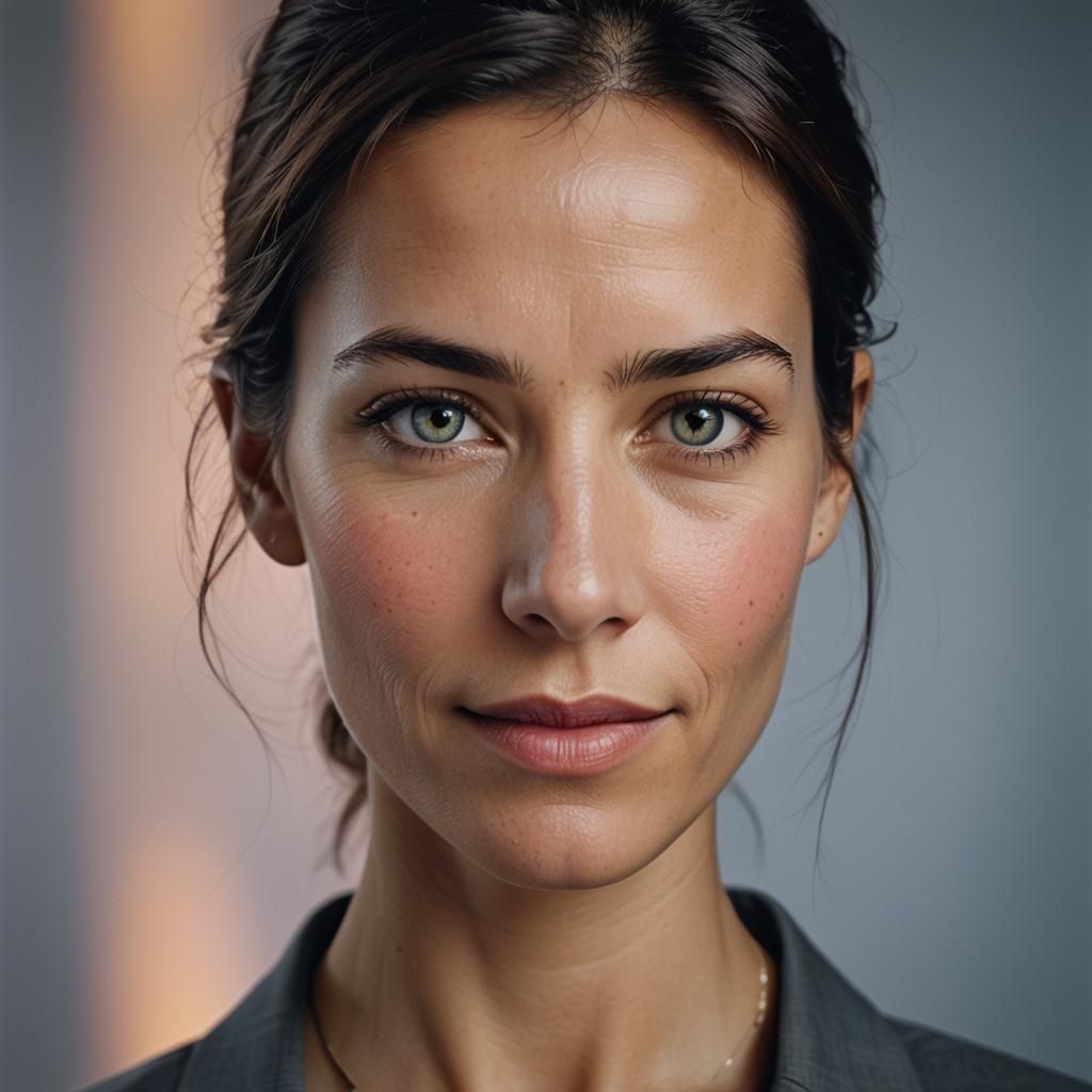 Minimalist Portrait of Woman with Enigmatic Smile