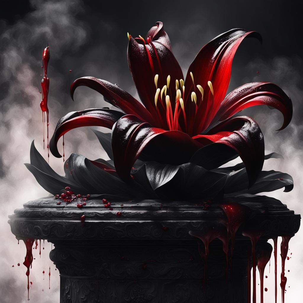 Black Lily Bleeding in Dark Temple