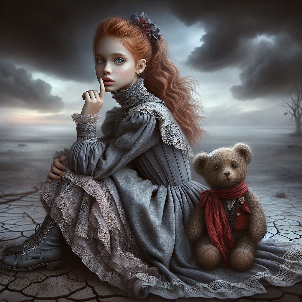 Girl Whispering Secrets in Stormy Victorian Setting