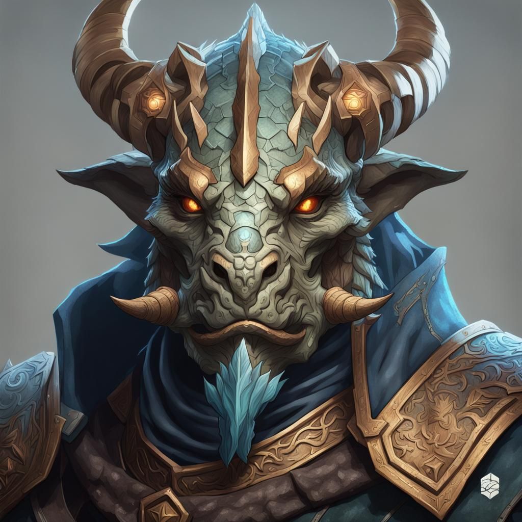 Dragonborn Portrait in Medieval Concept Art Style
