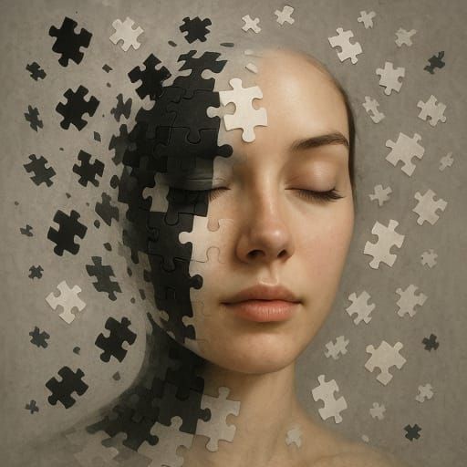 Hyperrealistic Face Emerges From Puzzle Pieces