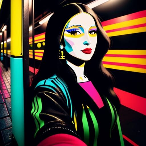 Mona Lisa in Tokyo Pop Art Selfie