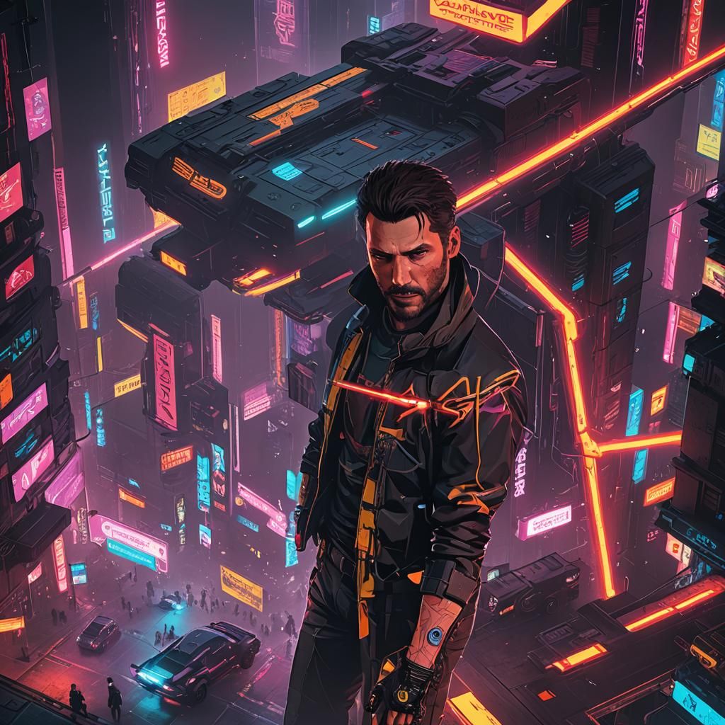 Cyberpunk 2099 Neon Cityscape in PS5 Style