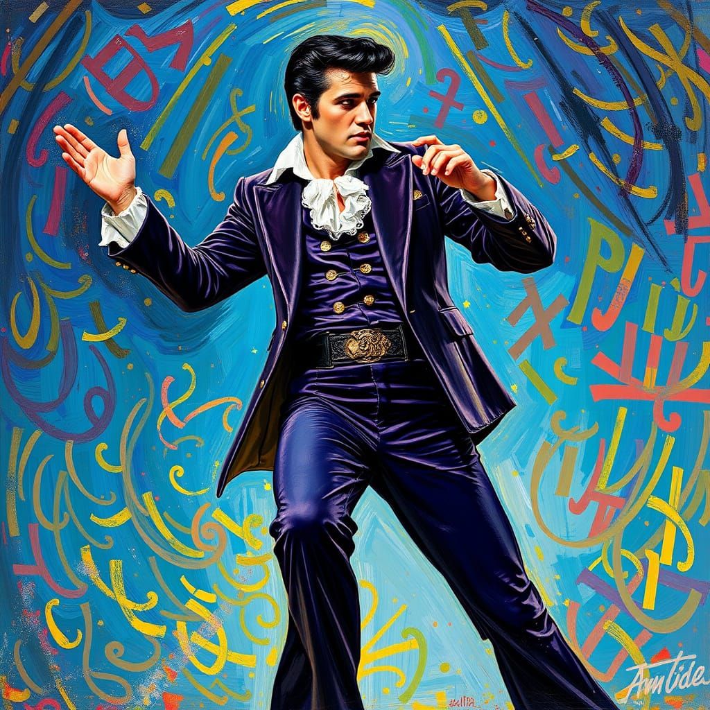Elvis Presley Swivels in a Van Gogh Painting