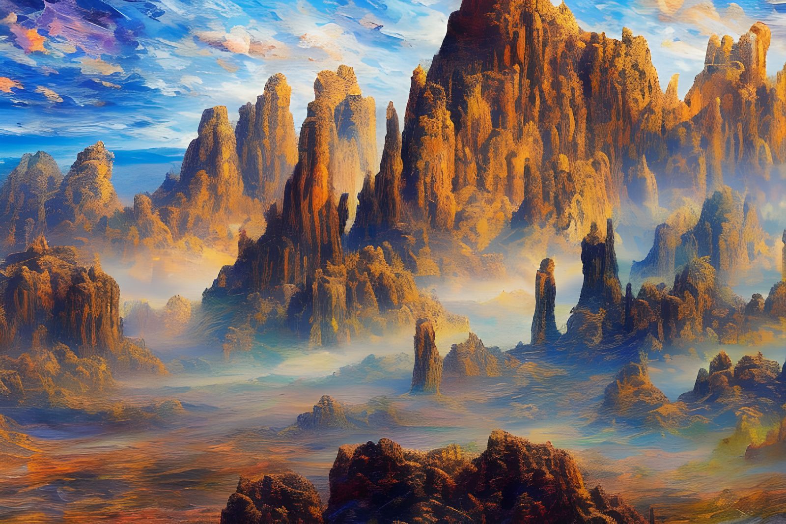 Arizona Desert in Neo-Impressionist Style