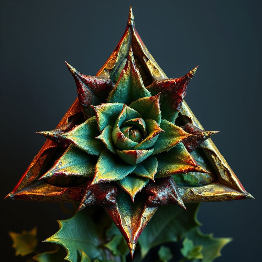 Colorful Angular Botanical Composition in Hyperrealistic 3D