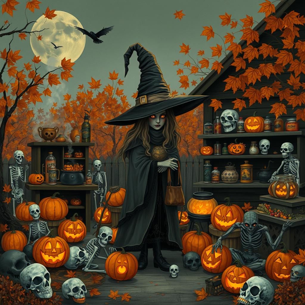 Whimsical Witch's Haunted Autumn Garage Sale