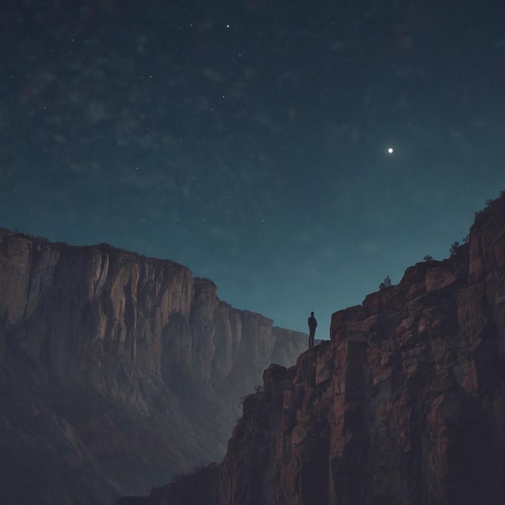 Person Gazing at Starry Sky in Cinematic Style