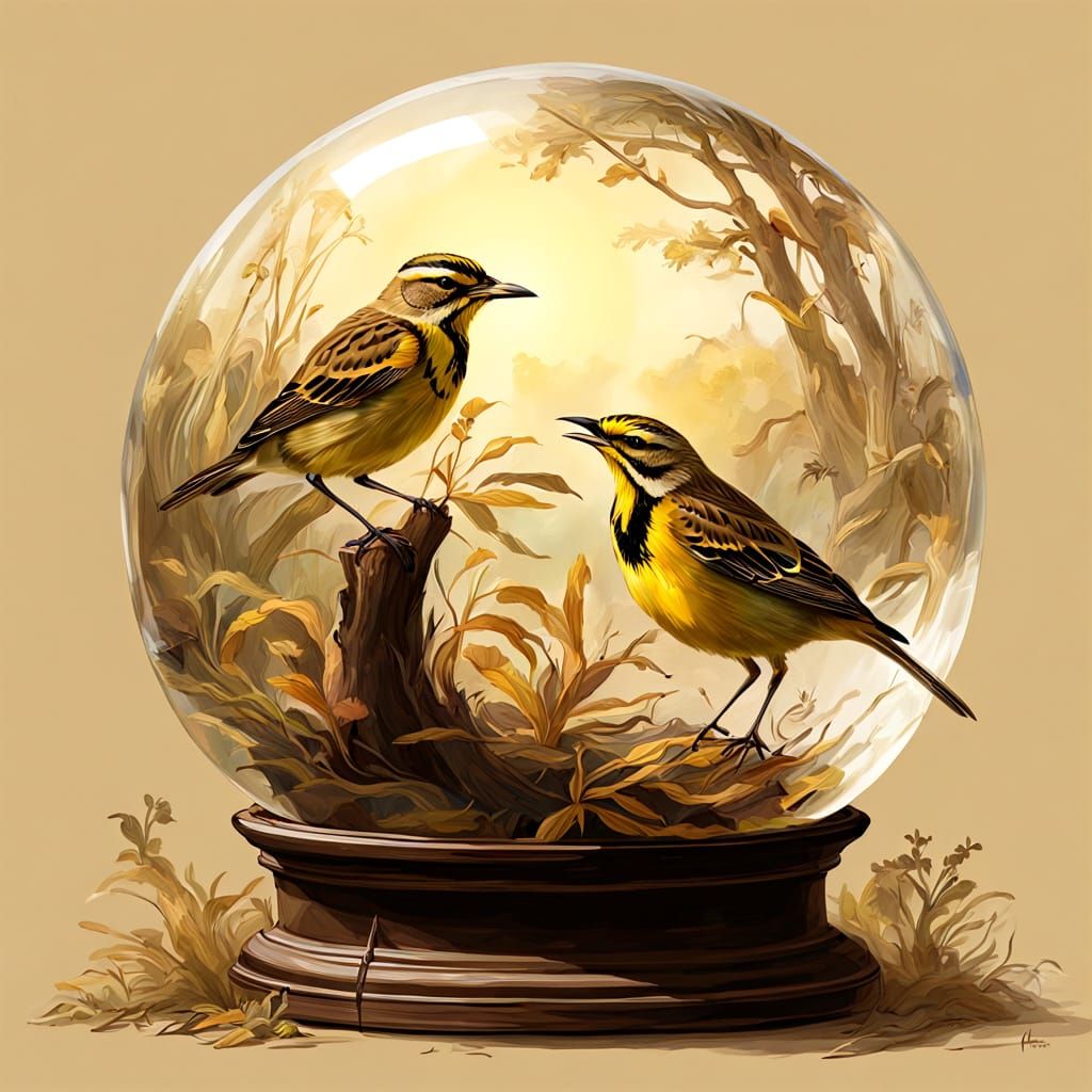 Meadowlarks in a Crystal Ball: Painterly Fantasy Art