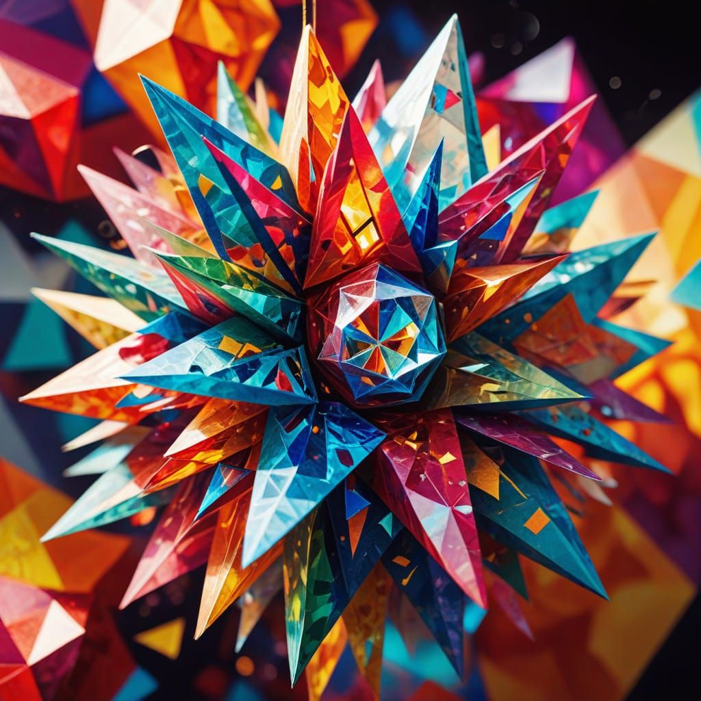 Abstract Cubist Suncatchers in Geometric Paper Art