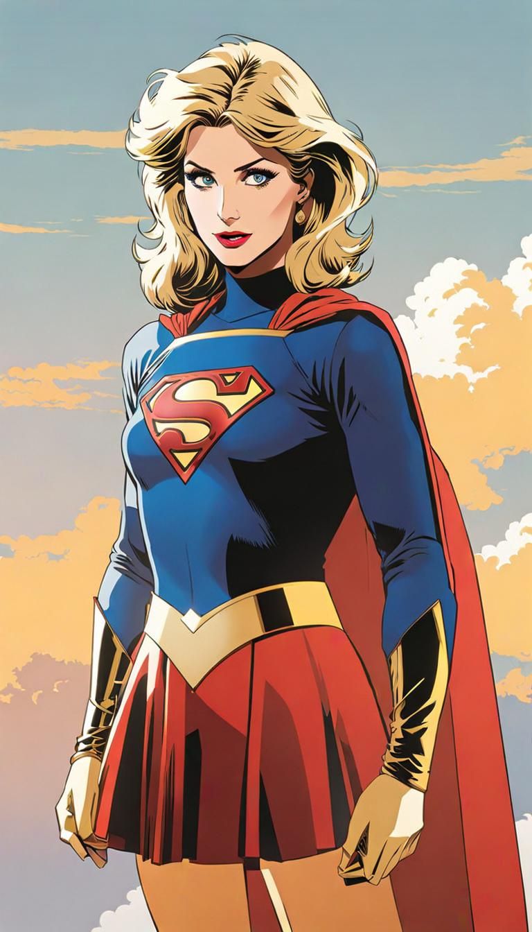 Supergirl in Anime Style Inspired by 1980s Art
