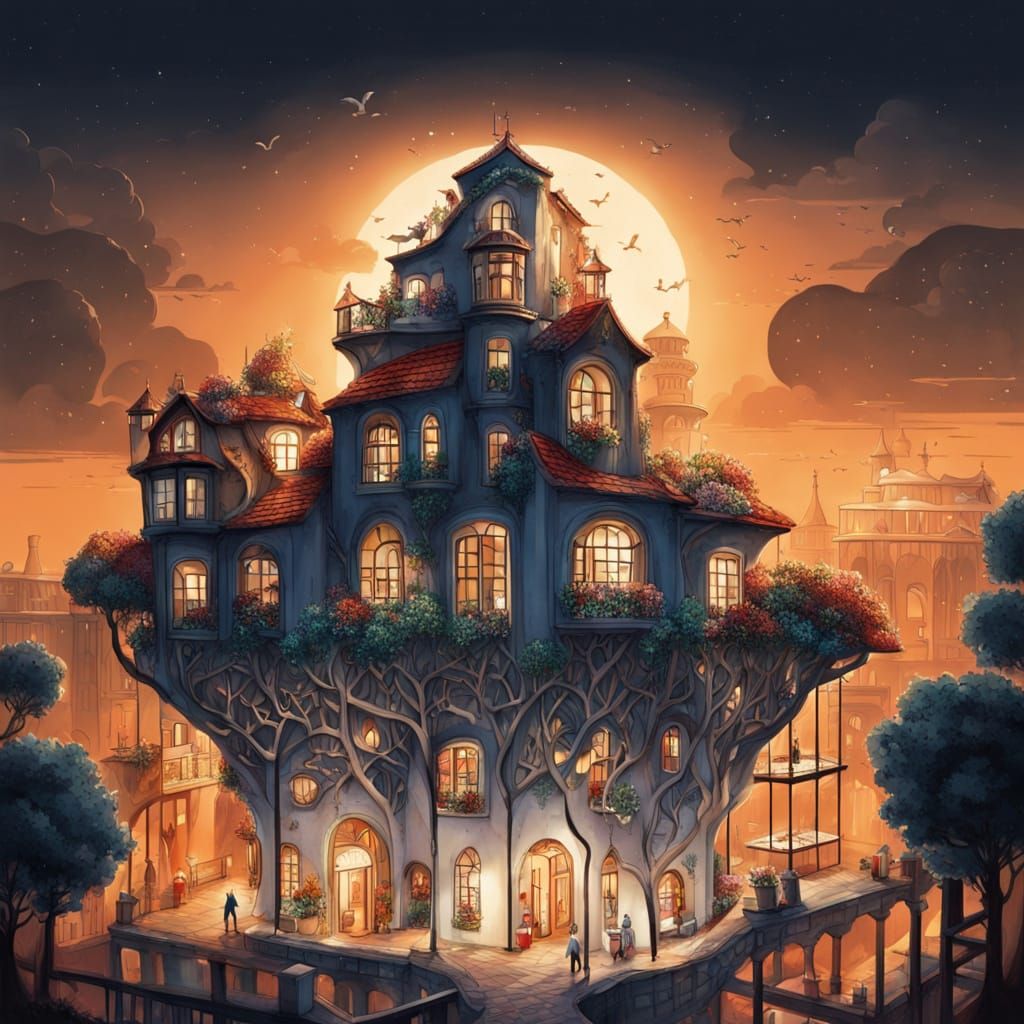 Futuristic City in Intricate Gaudi Style