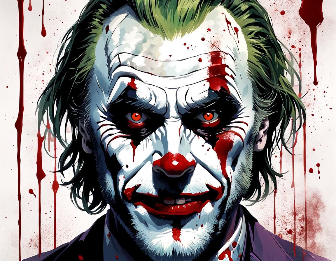 Scarred Man with Bloody Eyes in Psychedelic Neo-Punk Style