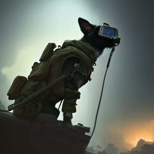 Military Cat Concept Art with Night Vision