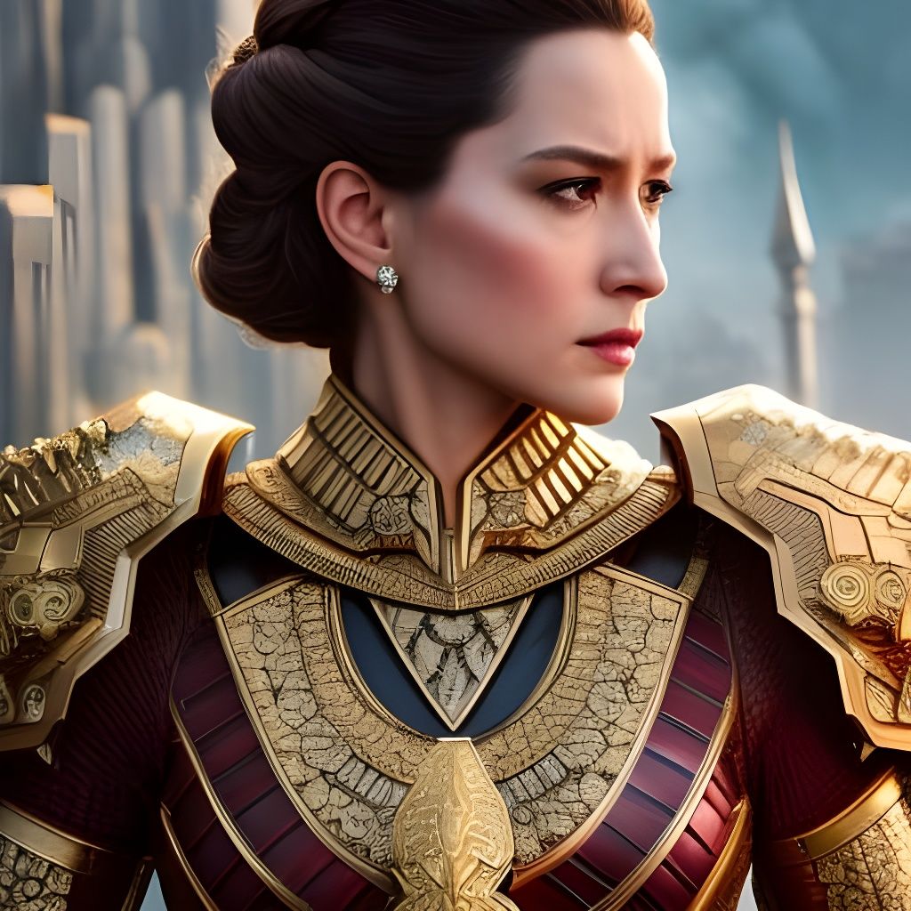 Queen in Detailed Armor: Hyperrealistic Masterpiece