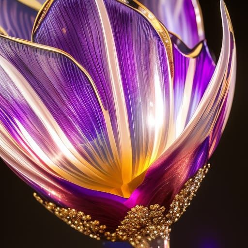 Luminescent Crystal Tulip with Intricate Motifs