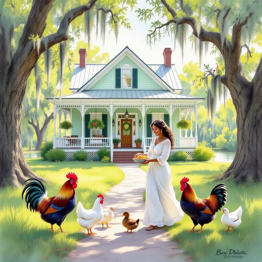 Dreamy Watercolor Swamp House in Bayou