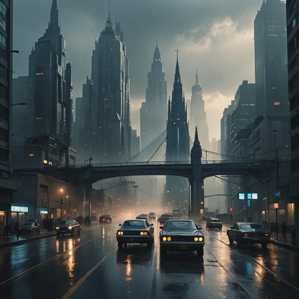Futuristic Cityscape in Cinematic Style