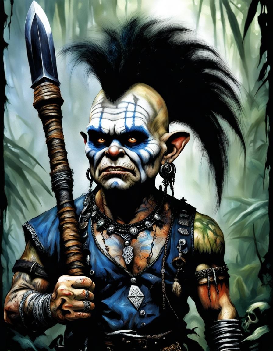 Voodoo Dwarf in Jungle, Luis Royo Style