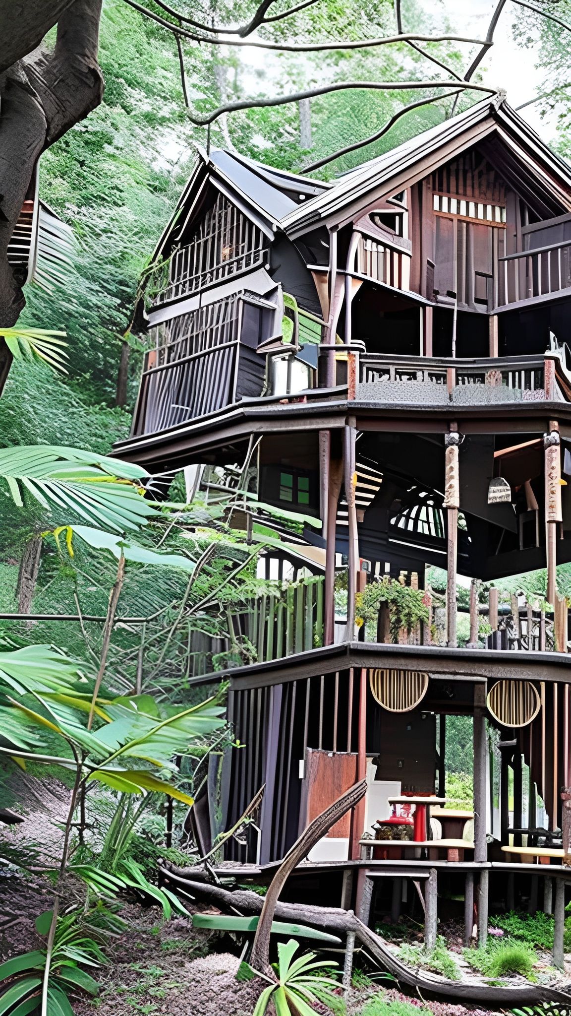 Intricate Steampunk House with Tree