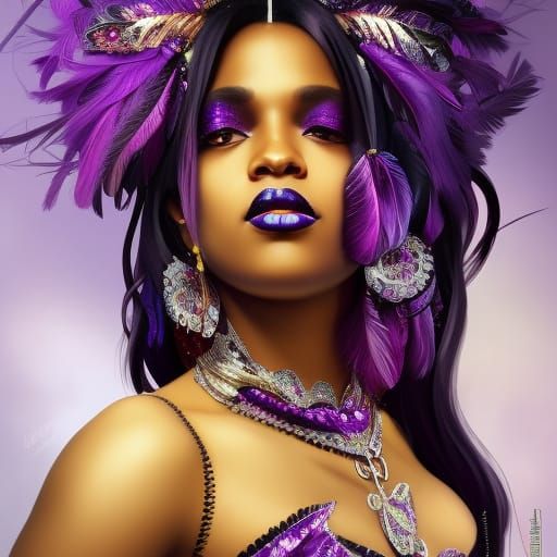 Black Woman in Purple Carnival Costume