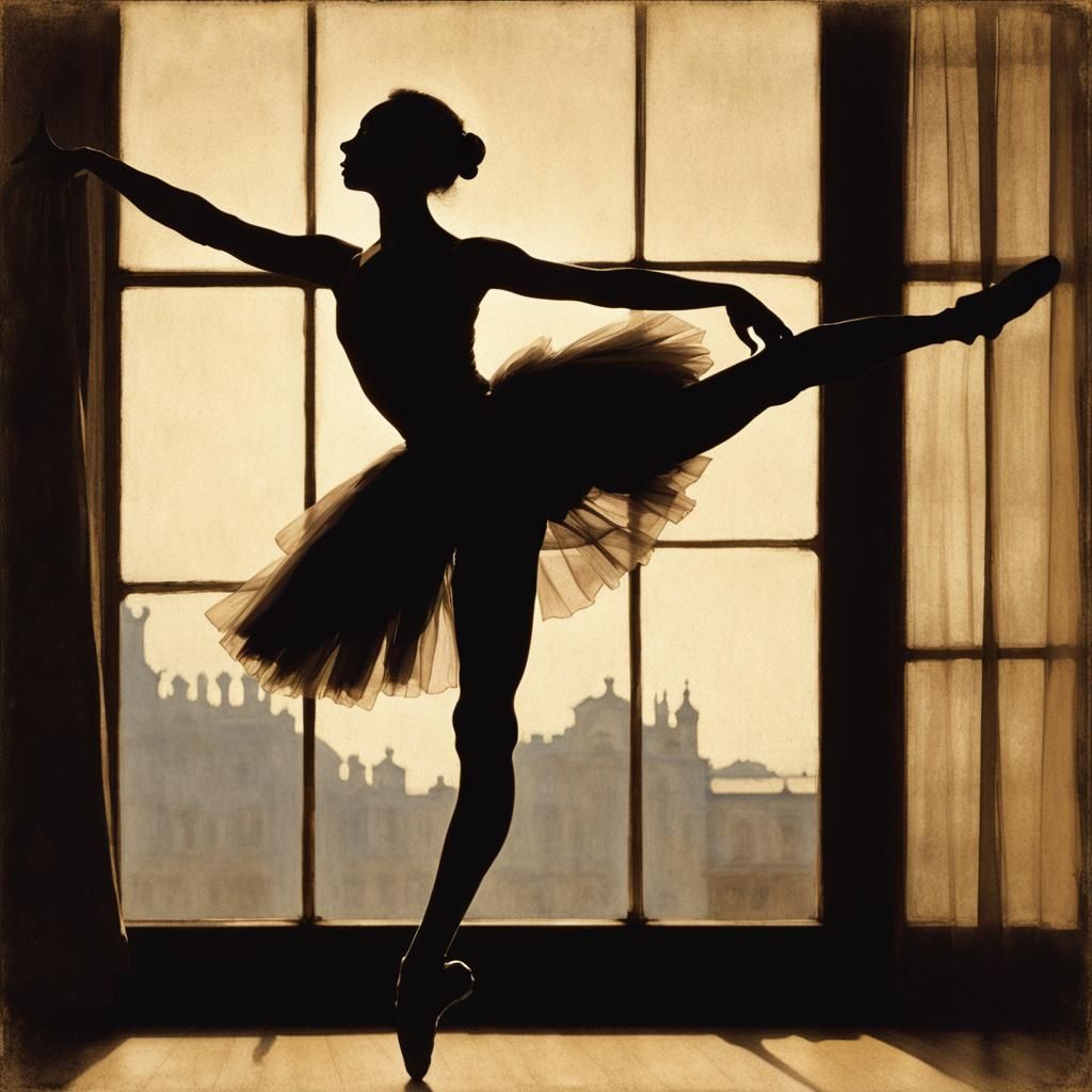 Ballerina Silhouette Inspired by Degas and Mucha