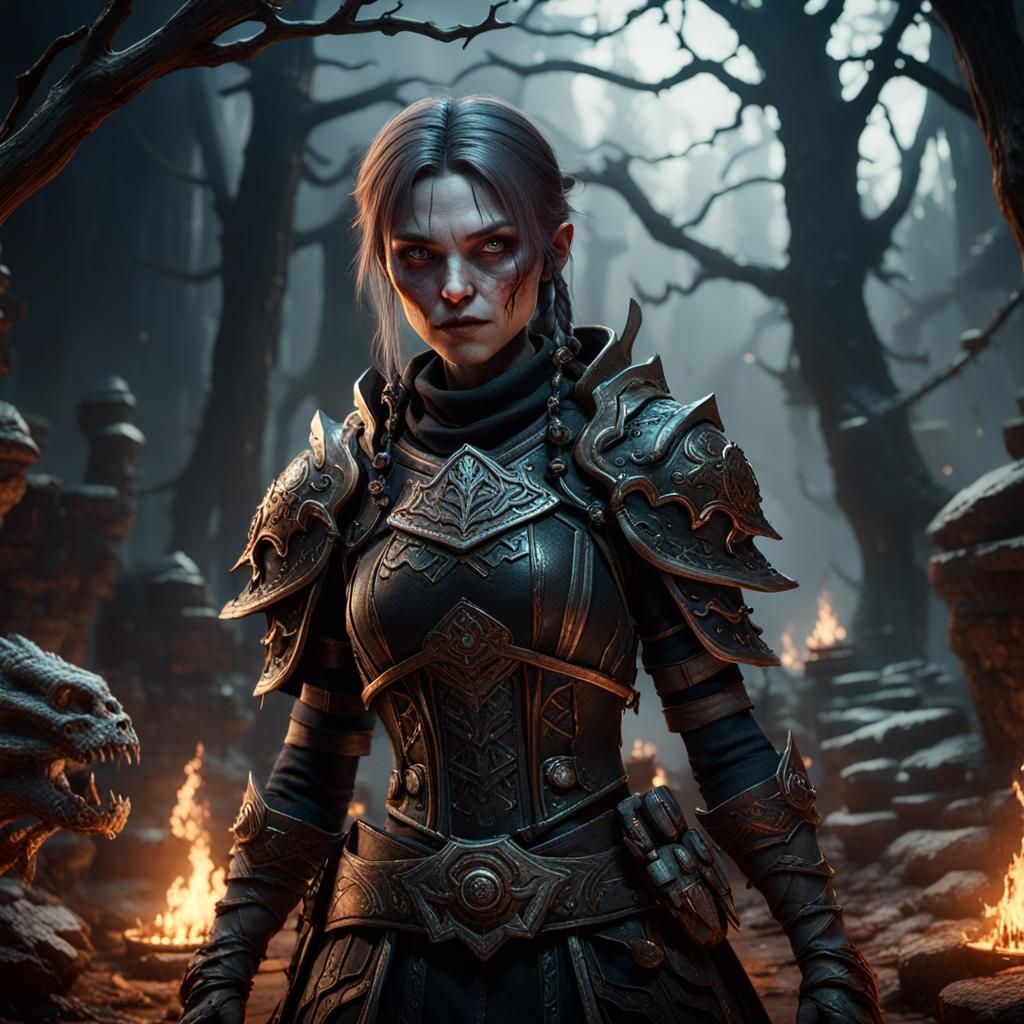 Fantasy Female Character for Horror Game, 3D Render