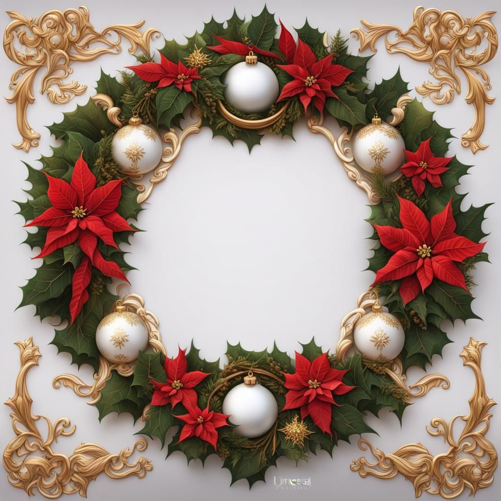 Detailed Christmas Wreath with Gold Baubles
